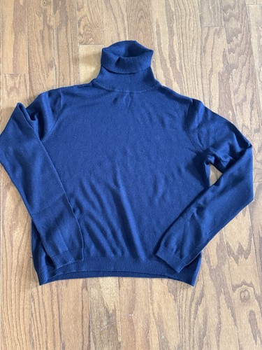 Pull femme Lauren Ralph Lauren soie cachemire taille M bleu marine col roulé luxe - Photo 2/10