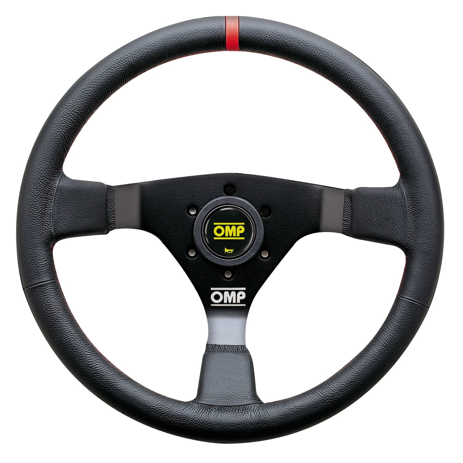 OMP WRC Rally 350mm Dia Leather Steering Wheel - Black With Red Stitch