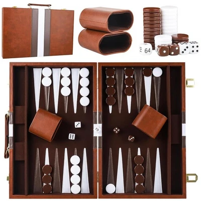 Backgammon Koffer Holz,2 Spieler Klassisches ReiseBackgammonSet mit Hochwerti... - Bild 1 von 4