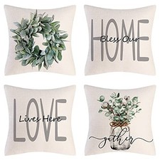 Throw Pillow Covers 18x18 Set of 4 Farmhouse 18" x 18" Pack of 4 Natural