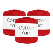 Cotton Yarn,Soft Knitting Yarn 3 Packages of 120g/4.23oz/Red