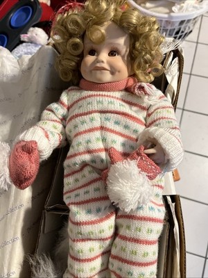 Baby Doll in Striped Winter Outfit with Curly Blonde Hair  Hamilton Collection