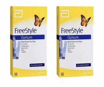 2x Abbott Freestyle Optium Blutzuckerteststreifen, 50 Stück (100 insgesamt)