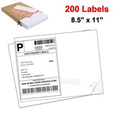 200 Premium 8.5" x 5.5" Half Sheet Shipping Labels Self Adhesive 2 Per Sheet