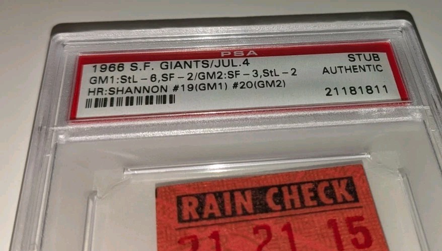 San Francisco Giants vs St. Louis Cardinals July 4 1966 Ticket