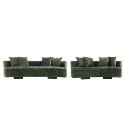 2-Piece Verandah 90.6'' Sofa and 112'' XL Sofa both with Solid Wood Frame in Olive