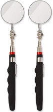 Inspection Mirror Tools - 2-Pack, 2 in round Heads & 24.5 in Telescoping Handles