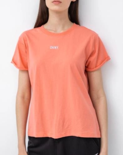 DKNY Sport Womens Atomic Pink Cotton Metallic Logo T-Shirt XL NEW $30   DP1T8521
