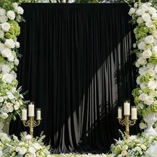 5x8 Ft WrinkleFree Black Polyester Backdrop Curtains Rod Pocket 2 Panels