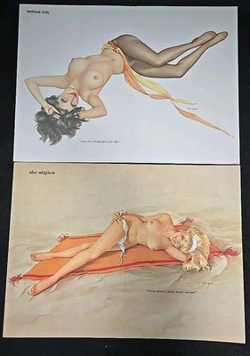 2 ALBERTO VARGAS ORIGINAL PINUP GIRL RISQUE ART - 11x15 (19@178)