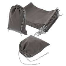 12 Pcs Velvet Drawstring Bag 6.7 x 9" Jewelry Pouches Gift Bags, Gray