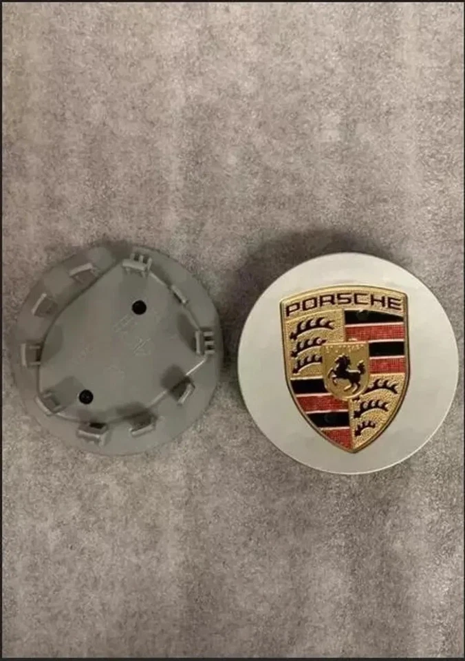 4 Porsche Silver Center Caps Concave 76mm Royal Crest 992 cayenne ,911, Carrera, - Imagem 3 de 4