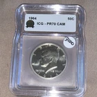 1964 Kennedy Half Dollar 50C Silver Proof ICG PR70 CAM, Philadelphia Mint