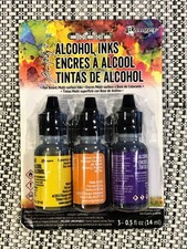 Tim Holtz Alcohol Ink Kit - Summit View - Sunshine Yellow Orange Twilight Purple