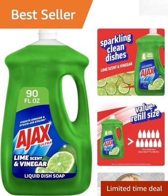 Ultra Liquid Dish Soap 90 fl oz - Biodegradable Vinegar & Lime Scent Cleaning