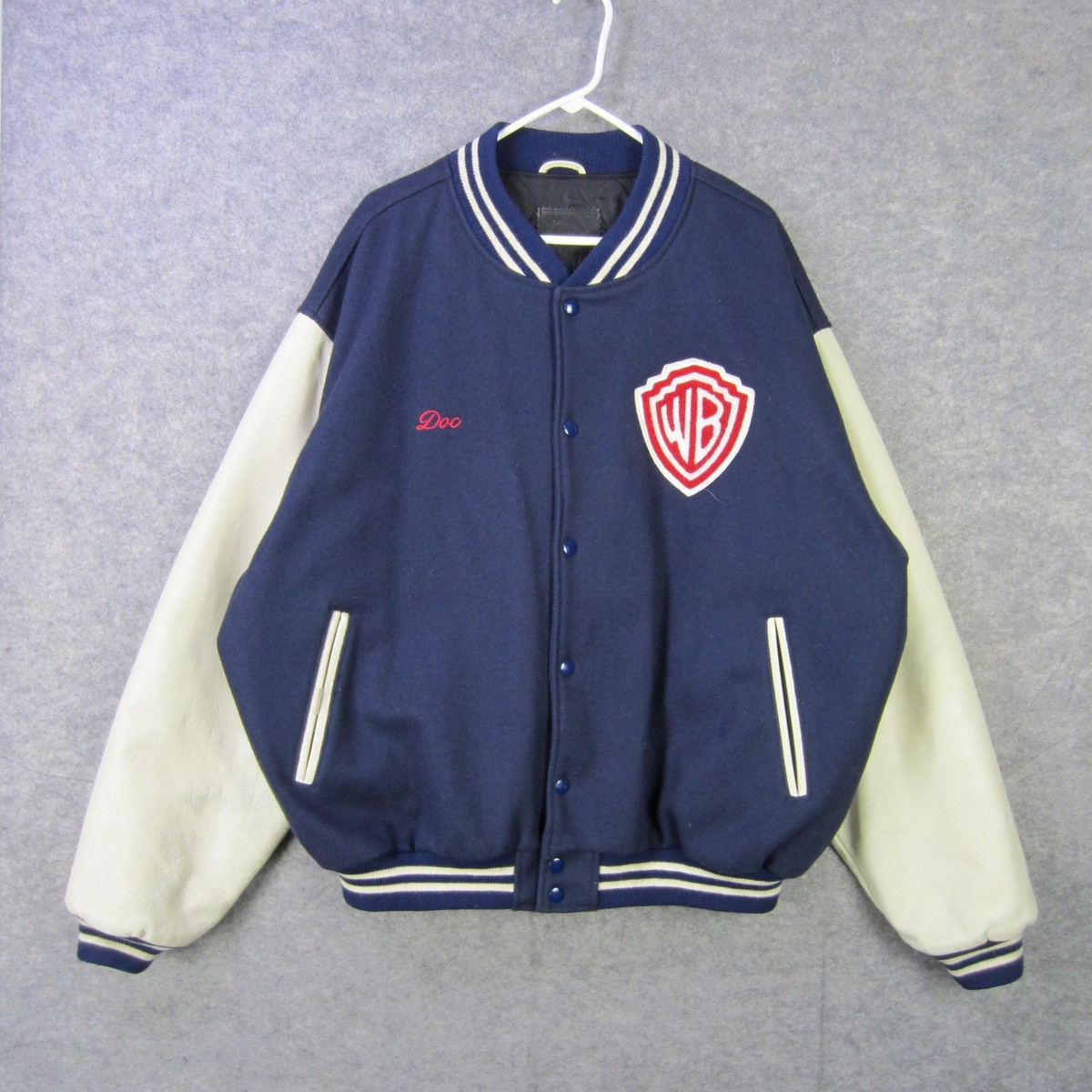 Vintage Warner Bros Jacket Mens 3XL Varsity Leather Wool Doc