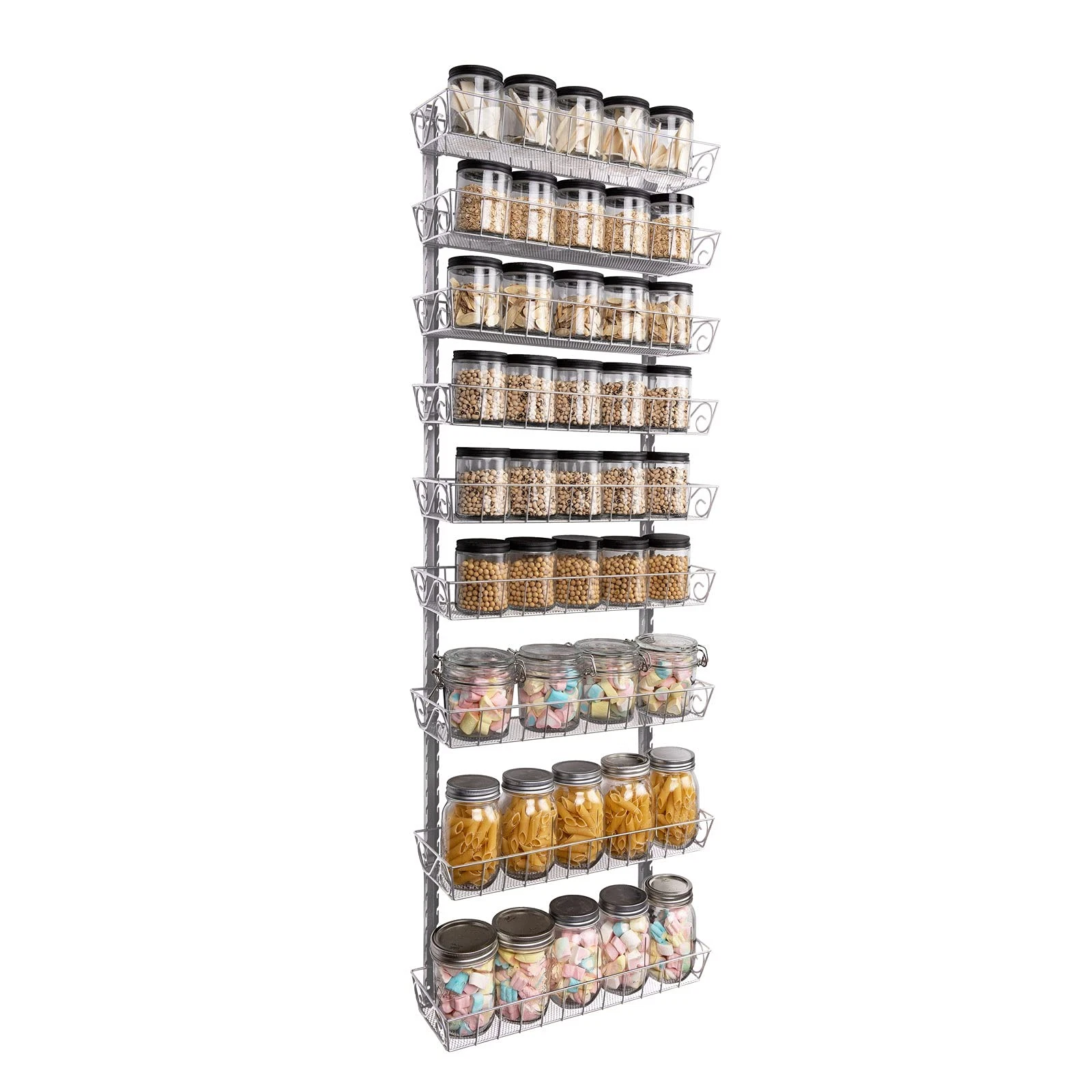 9Tier Silver Adjustable Wall Mount Spice Rack MultiUse Organizer Storage