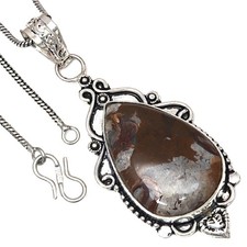 Pendant Rock Calsi Gemstone Valentine'Day Gift Silver Jewelry 2.75