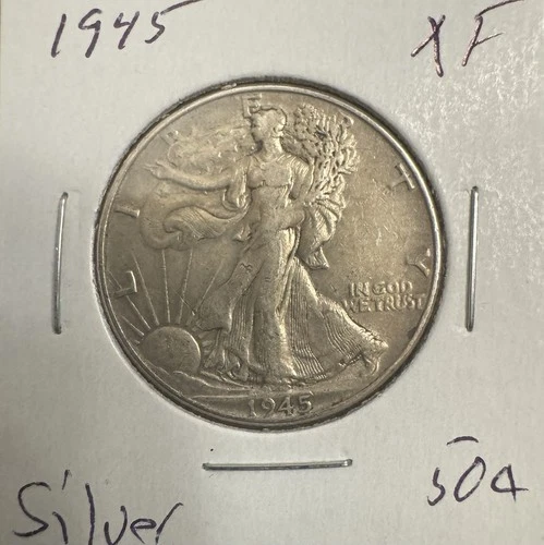 1945 XF UNCIRCULATED WALKING LIBERTY SILVER HALF DOLLAR AUTHENTIC U.S. MINT
