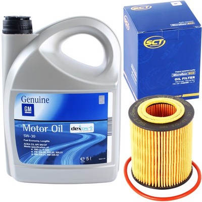 SCT GERMANY ÖLFILTER + 5 LITER 5W-30 MOTORÖL OPEL GM 93165557 DEXOS 2 LONGLIFE