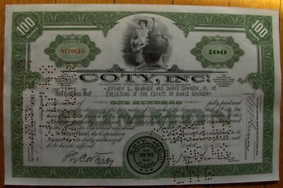 Stock certificate Coty Inc. dated 1939 - 1954.