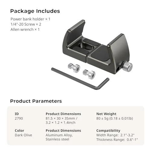 Power Bank Holder, Power Bank Clamp Mount for Camera, Compatible with Width