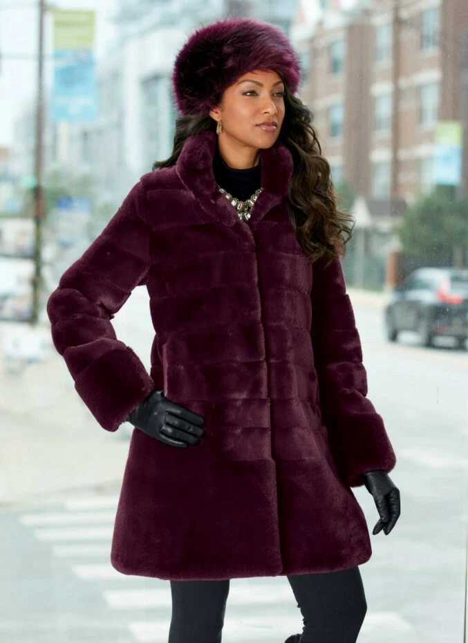 Fur hotsell coat burgundy