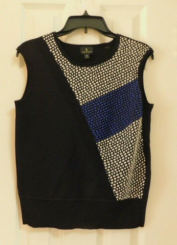 WORTHINGTON Women's Sleeveless Midweight Sweater Shell Black White Violet Medium - Picture 2 of 5