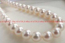 9-10mm Perfect White Natural Round South Sea Pearl Loose Beads 15" /Strand