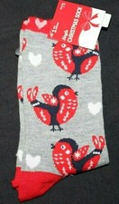 Women's Christmas Holiday Stocking Stuffer Birds Hearts Socks Size 9-11
