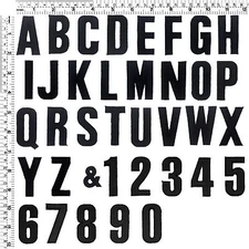 #001R Black Number Letter Alphabet A - Z Sew Iron on Motif Patch Applique 2"Tall