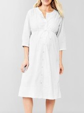Gap Maternity Large White Three-quarter Sleeve Seersucker Lined Shirt Dress NWT