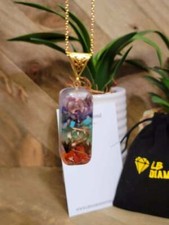 Natural Handmade Crystal Necklace Gold Tone 7 Chakras Healing ORGONE