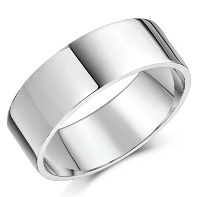 18kt Weißgold Ring schwer flach geformt Ehering Band gepunzt 750