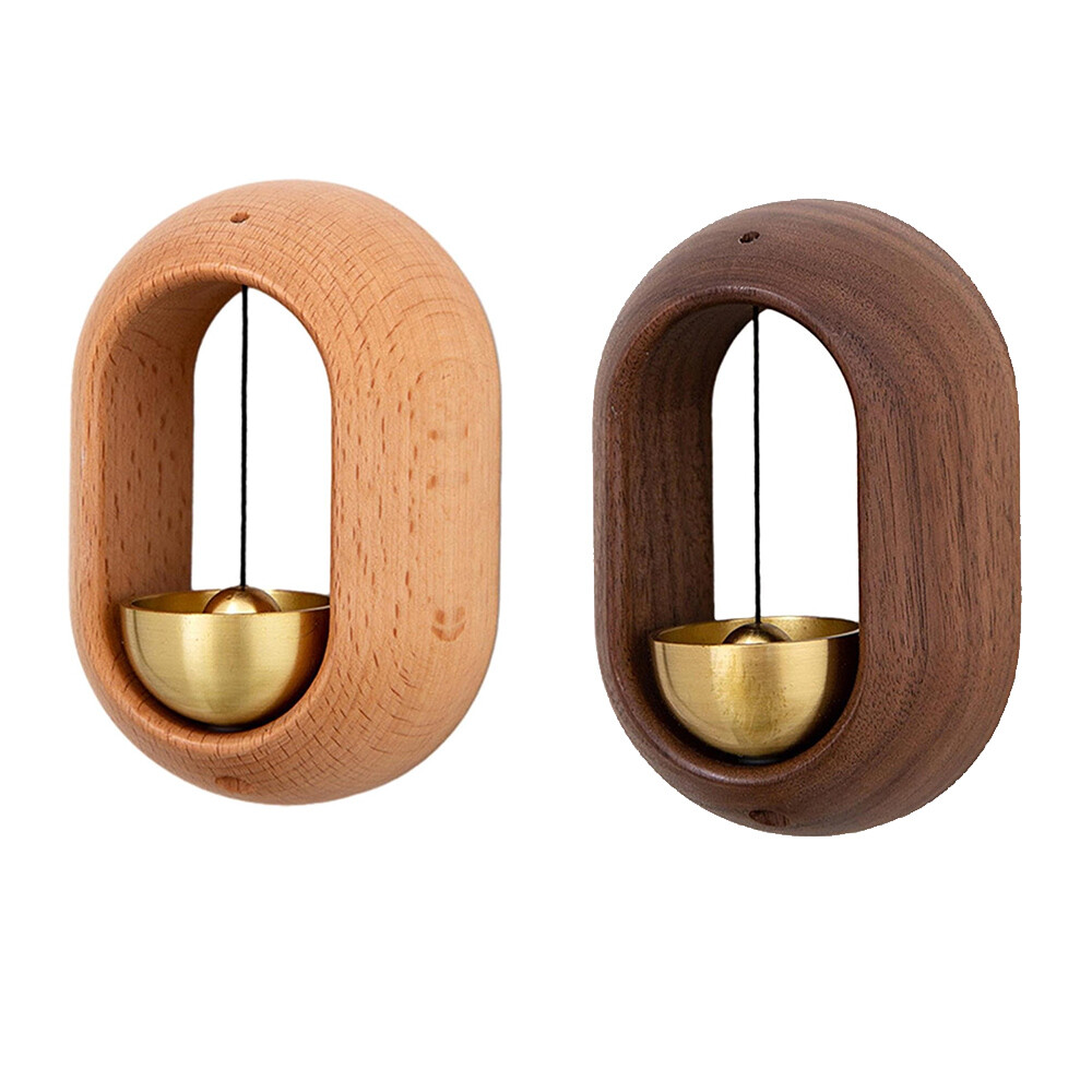 3-Pack Wooden Doorbell Chime For Entrance – Magnetic Shopkeeper’s Bell, Easy Mount On Refrigerator Or Iron Door, Classic Wood & Brass Design