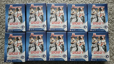 2021 Bowman Baseball Blaster Box Lot of 10: Exclusive Green Parallels Topps NEW