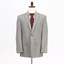 Ralph Lauren 44R Beige Sport Coat Blazer Jacket Check 2B Polyester