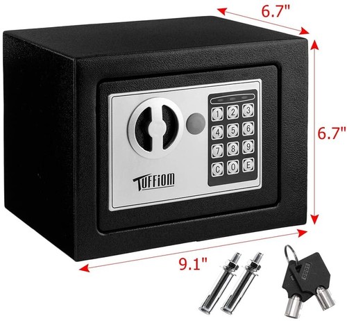 Large Digital Fireproof Security Safe Box - Electronic Lock, Stainless Steel, For Money & Documents - Black