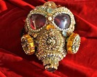  GOLDEN GASMASK COUTOURE handmade rhinestone crystal CHARLES MONIZ mask masque — photo 1
