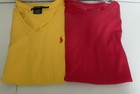 RALPH LAUREN womens  crew V neck T Shirts   yellow red medium bundle of 2