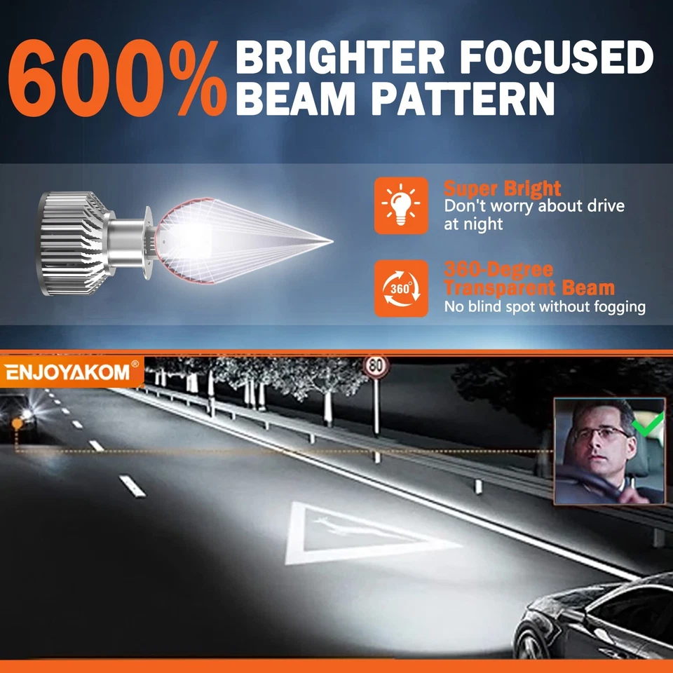 For Peugeot 307 2003-2004 4x H1 H7 LED Headlight Combo High/Low Beam Bulb Kit - Изображение 4 из 4