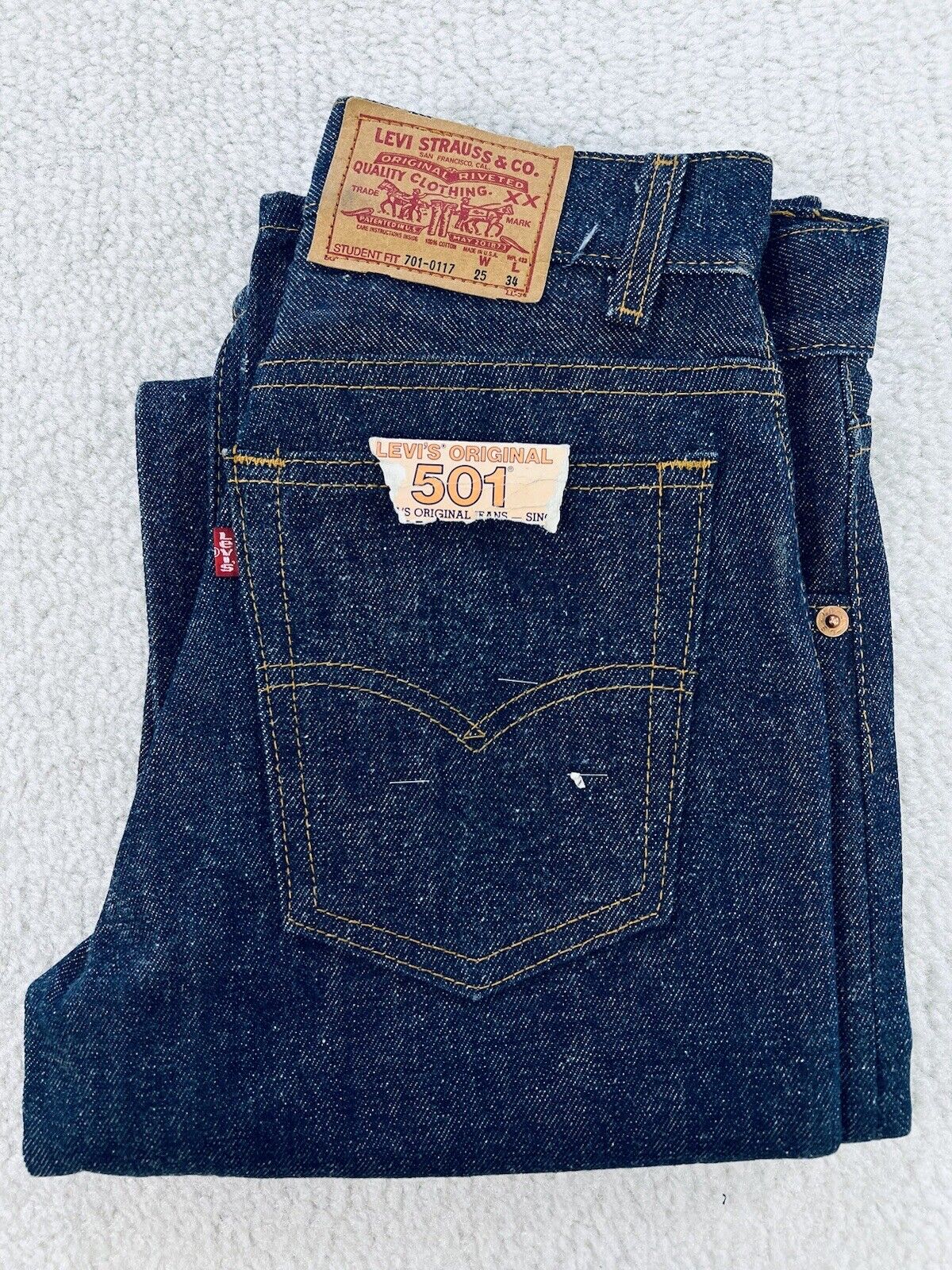 Deadstock Vintage Levis 701 Student Fit 501 Denim Jeans 70s 80s Men/Womens  25x34