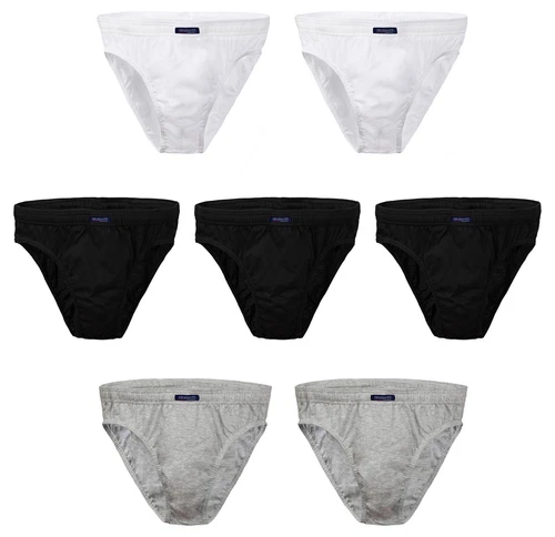 7 Pack Mens Sports Classic Slips Briefs Black Grey White 100% Cotton M L XL XXL