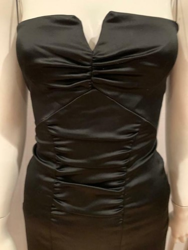 Nicole Miller Collection Black Spaghetti Strap Ruched Cocktail Dress - Size 2 - Picture 2 of 6