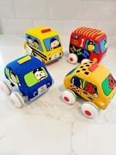 Lot Of 4 Melissa and Doug K's Kids Pull-Back Soft Town Vehicles Baby Toys