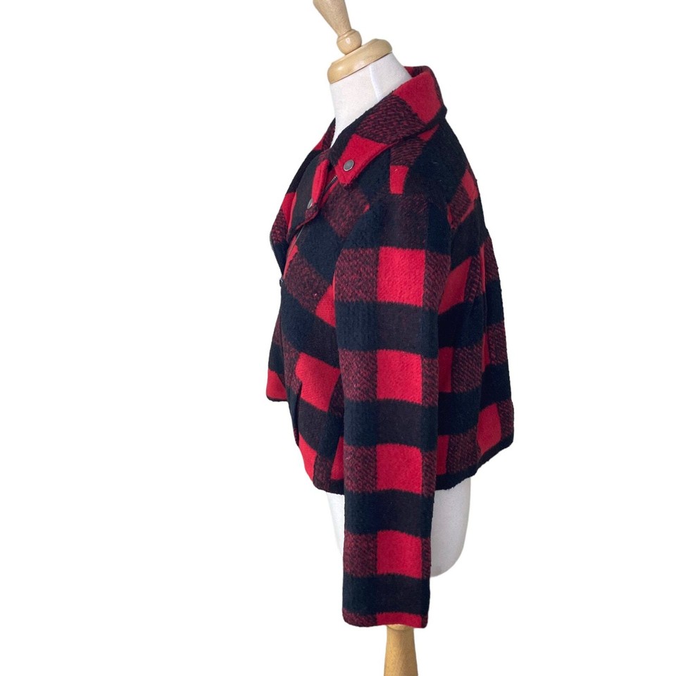 EVEREVE Jack Plaid Moto Jacket Red/ Black size XS NWT eBay