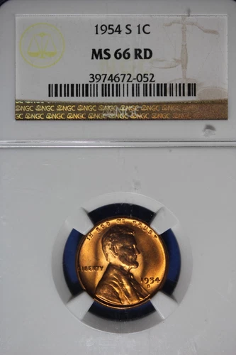 1954 S NGC 1C MS66RD LINCOLN WHEAT CENT #B50235