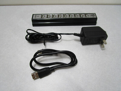 Powered USB Hub 2.0 10-Port Exspander Extender Splitter Devices Charging READ AD
