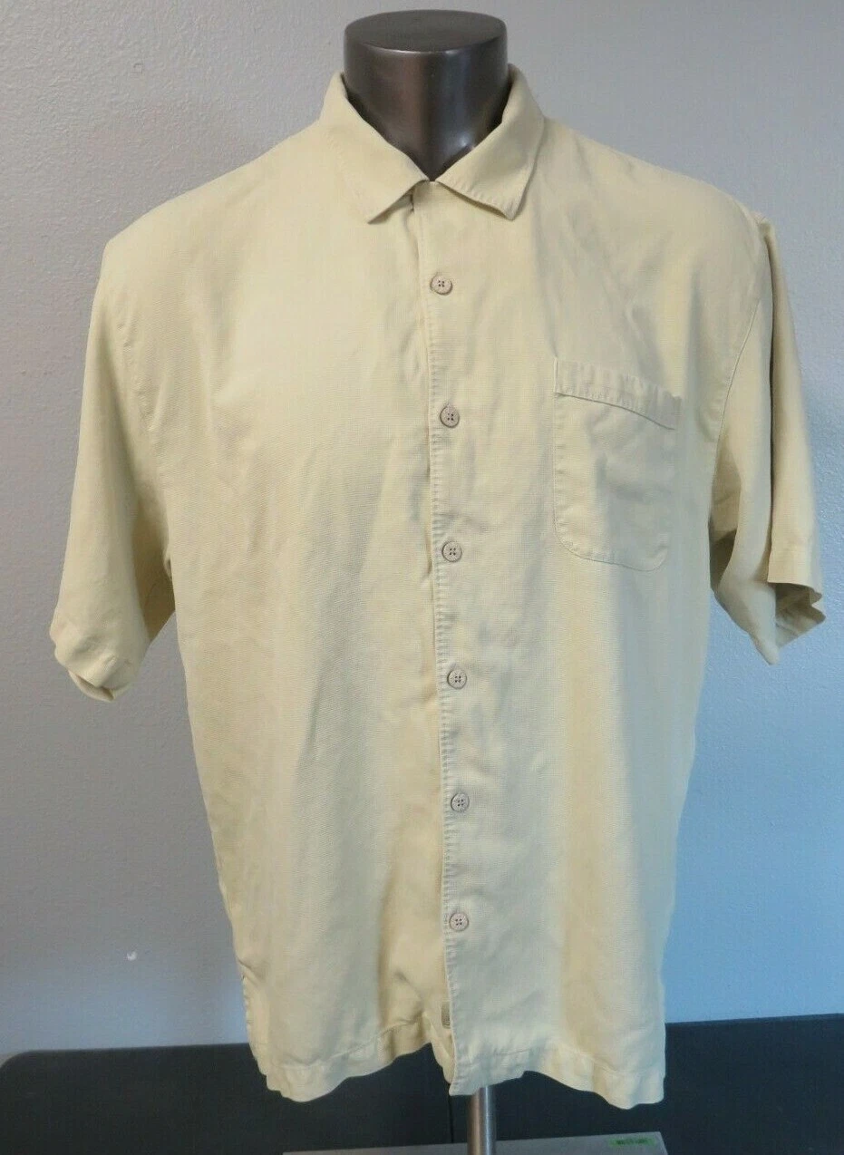 Mens Tommy Bahama Short Sleeve Button Front Hawaiian Silk Shirt L Yellow T31166