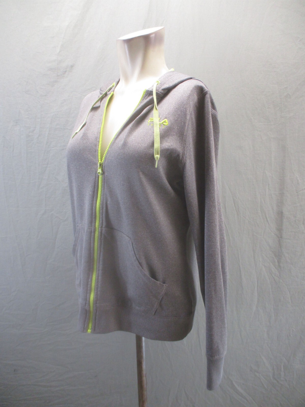 Giacca FILA taglia M donna grigia full zip coulisse tasca allenamento atletica 195